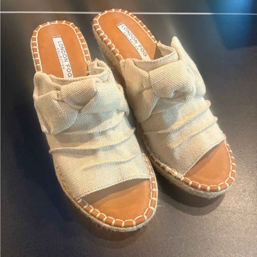 London Fog Women's Tan Espadrille Wedges